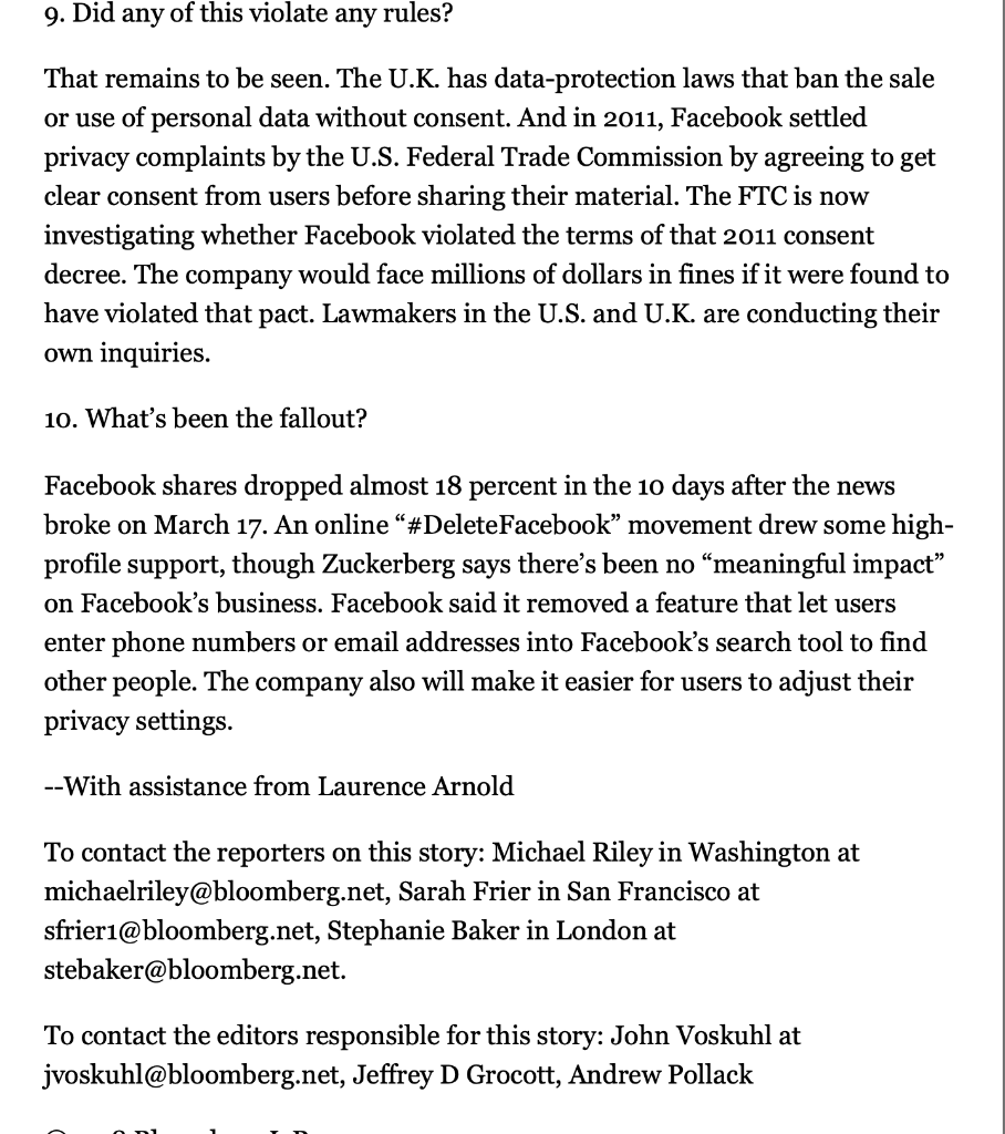 Read the attached article that appeared in the