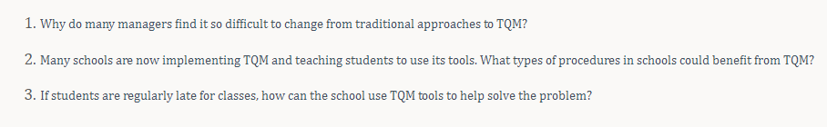 Total Quality Management For many years, the