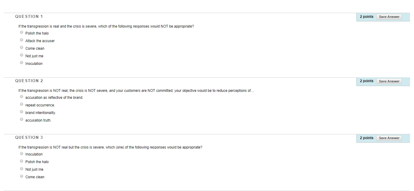 2 points Save Answer QUESTION 1 If the