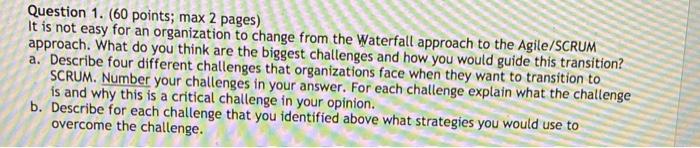 Question 1. (60 points; max 2 pages) It is not