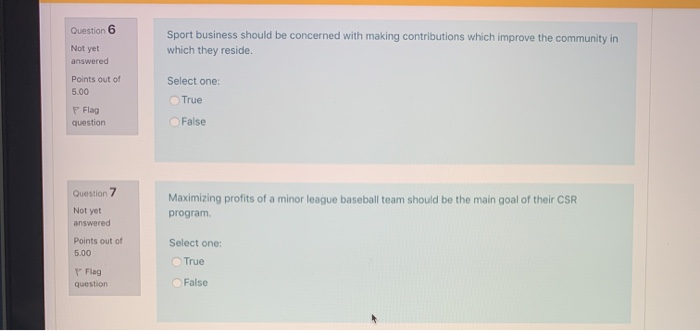 Question 2 Not yet answered A professional sport