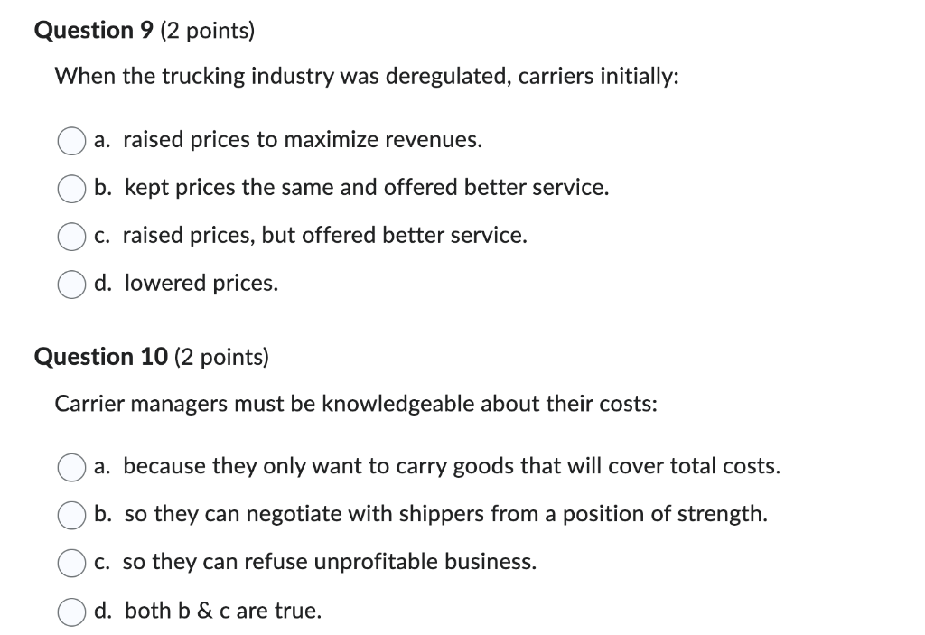 When the trucking industry was deregulated,