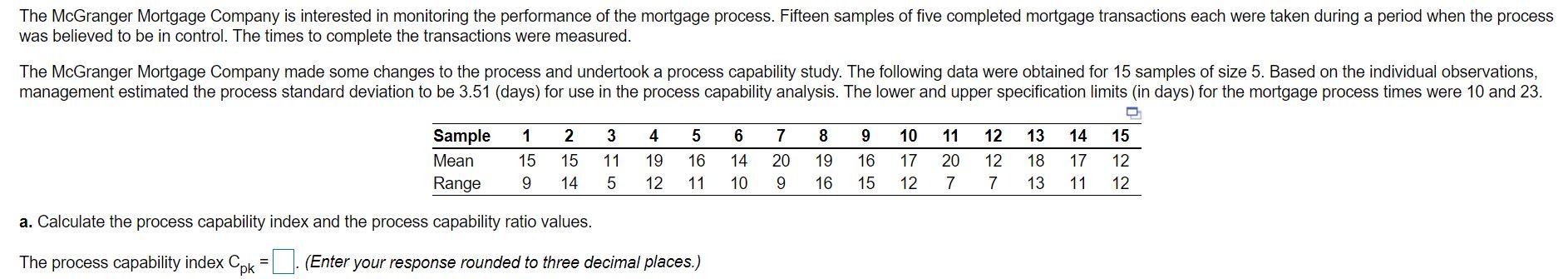 The McGranger Mortgage Company is interested in