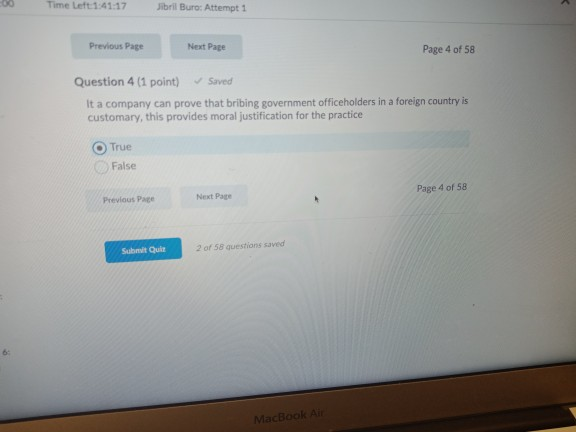 Previous Page Next Page Question 4 (1 point) Page