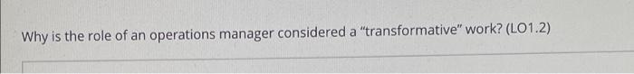 Why is the role of an operations manager
