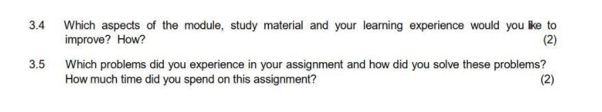 3.4 Which aspects of the module, study material