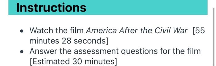 Instructions Watch the film America After the