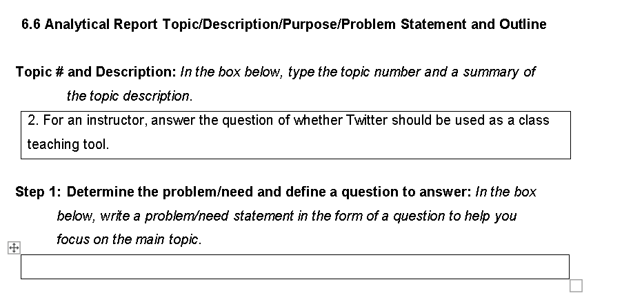 6.6 Analytical Report