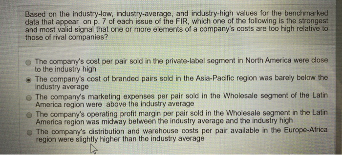 Based on the industry-low, industry-average, and