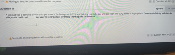 ILI JUU uves response Question 16 of 25 Question