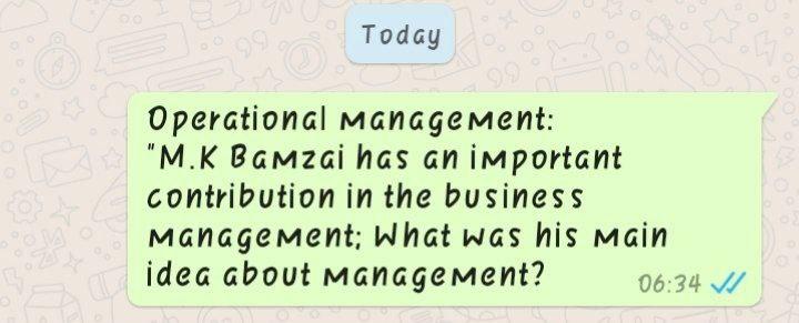 Fast forward Today Operational Management: "M.K