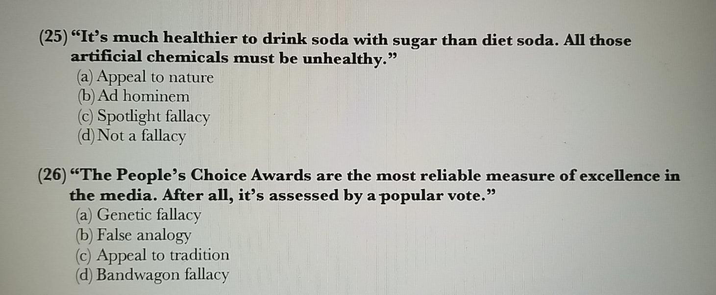 IDENTIFY THE FALLACY IN EACH CASE 25&26 (25)