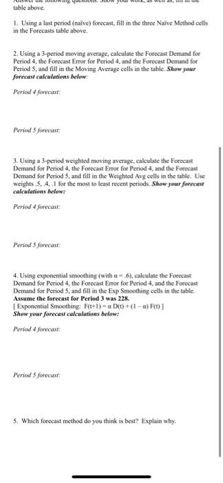 Demand information for 3 time periods is shown in