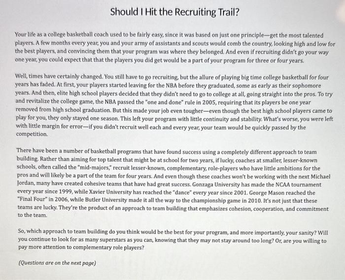 Should I Hit the Recruiting Trail? Your life as a
