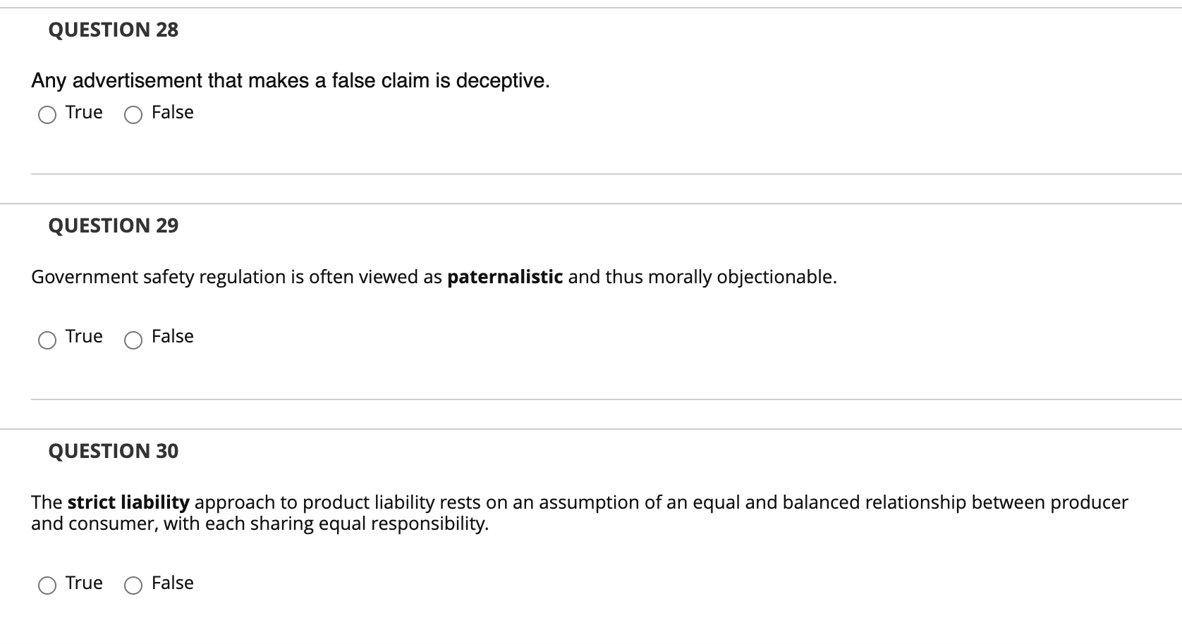 QUESTION 28 Any advertisement that makes a false