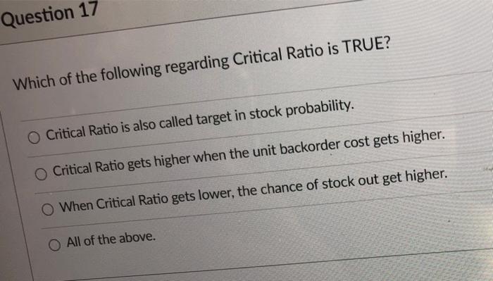 Question 17 Which of the following regarding