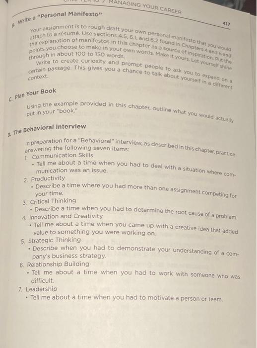 10.8 AD-ROBIC EXERCISES A. Write a Rsum Write or