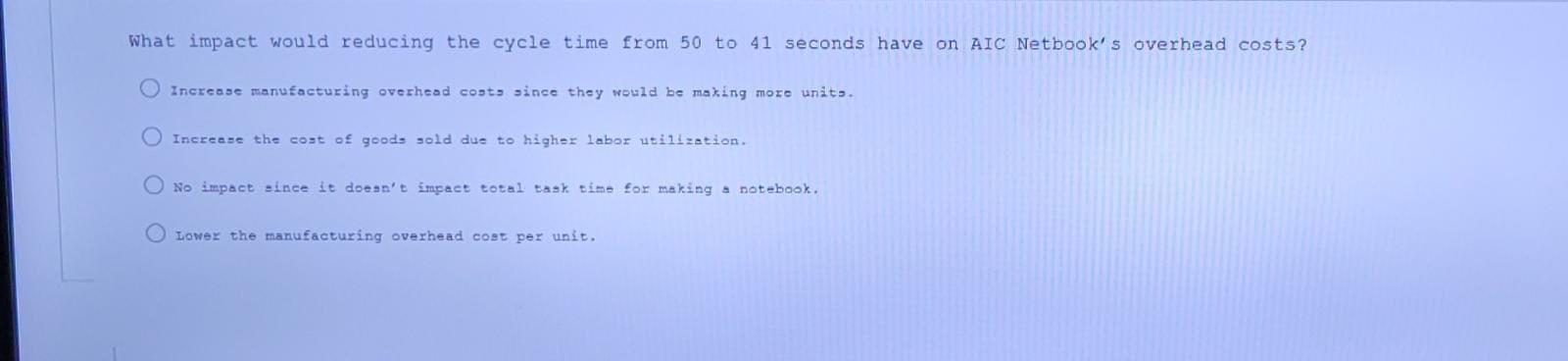 What impact would reducing the cycle time from 50