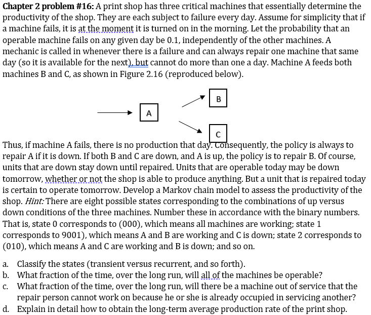 Chapter 2 problem #16: A print shop has three