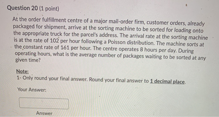 Question 20 (1 point) At the order fulfillment