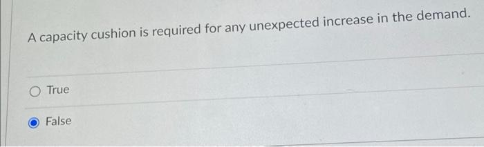 A capacity cushion is required for any unexpected