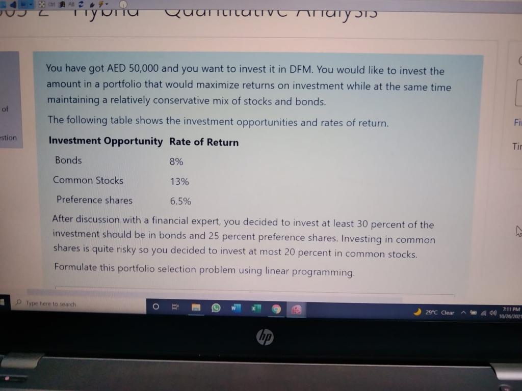 4-X A. O QUUTTLTL of You have got AED 50,000 and