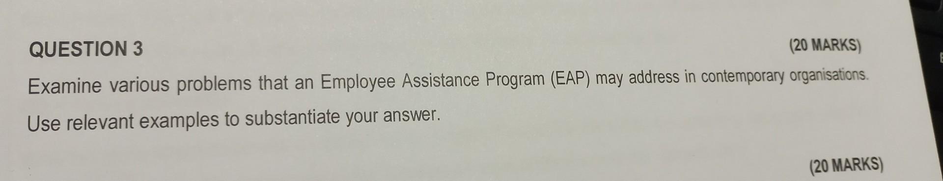 QUESTION 3 (20 MARKS) Examine various problems