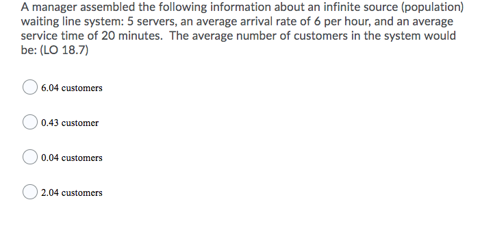 A manager assembled the following information