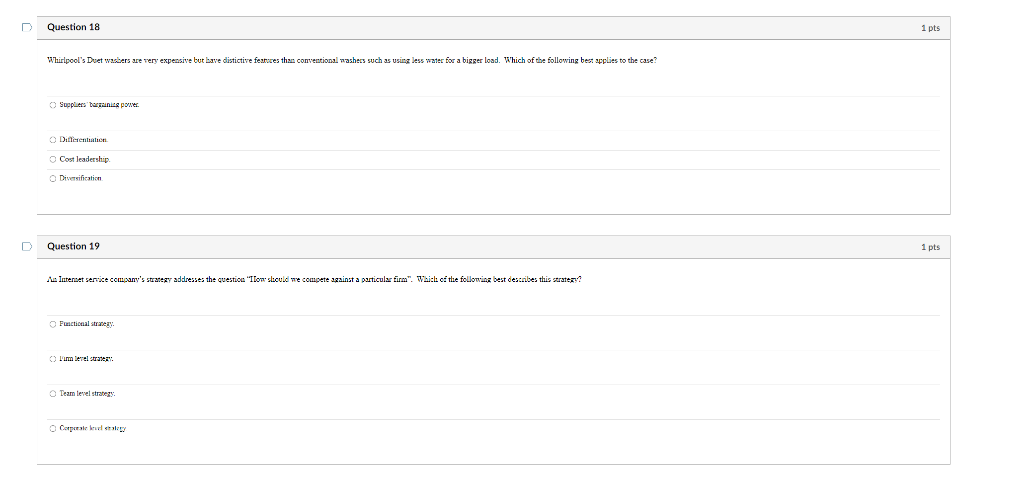 Suppliers' bargaining power. Differentiation.