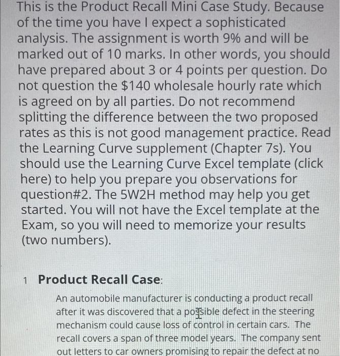 This is the Product Recall Mini Case Study.