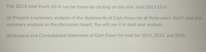 The 2013 Intel Form 10-K can be found by clicking