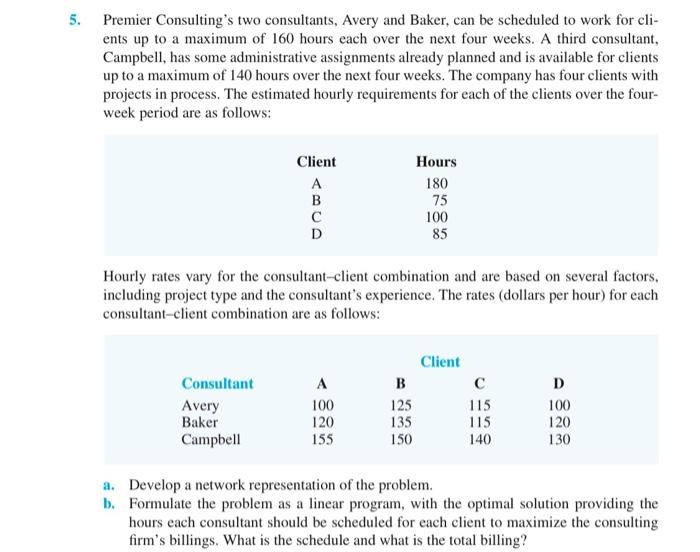 5. Premier Consulting's two consultants, Avery