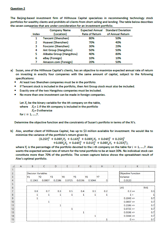 Question 2 The Beijing-based investment firm of