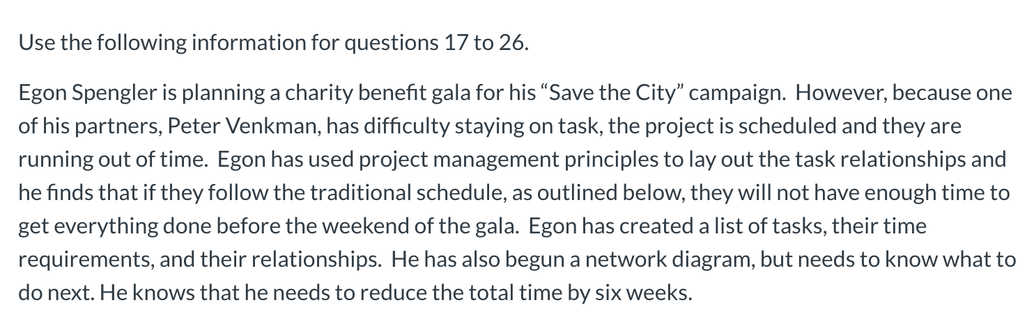 Use the following information for questions 17 to