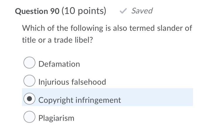 which option is correct? Question 90 (10 points)