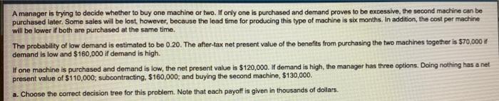 A manager is trying to decide whether to buy one