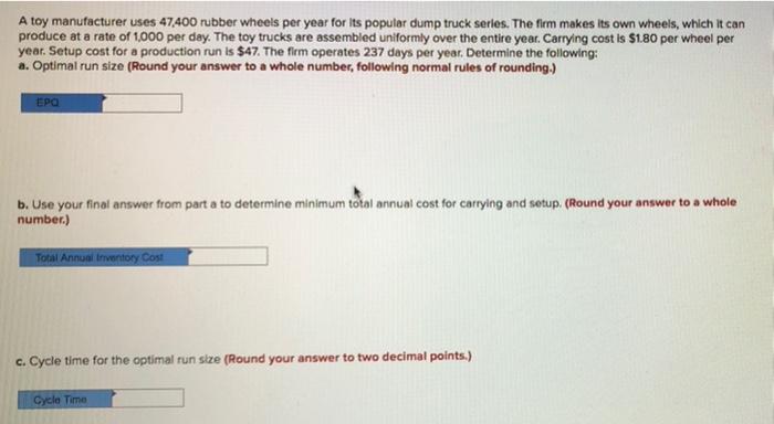 d) run time ( round to 2 decimal places) A toy