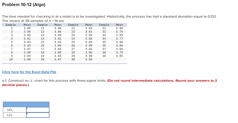 Problem 10-12 (Algo) 2 The time needed for