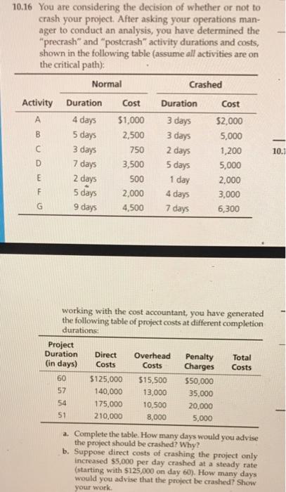 10.16 You are considering the decision of whether