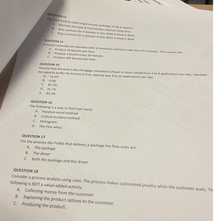 operations and business processes on the