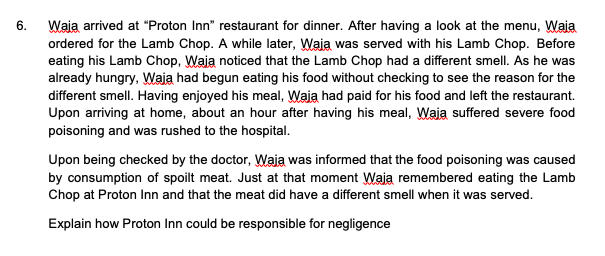 BUSINESS LAW MODULE Waia arrived at "Proton Inn "