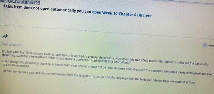 can it at least be 400 words Chapter 6 DB If this