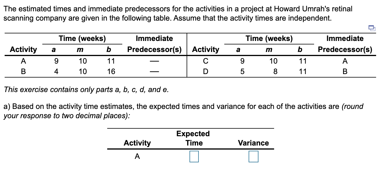 b) The expected completion time of the critical