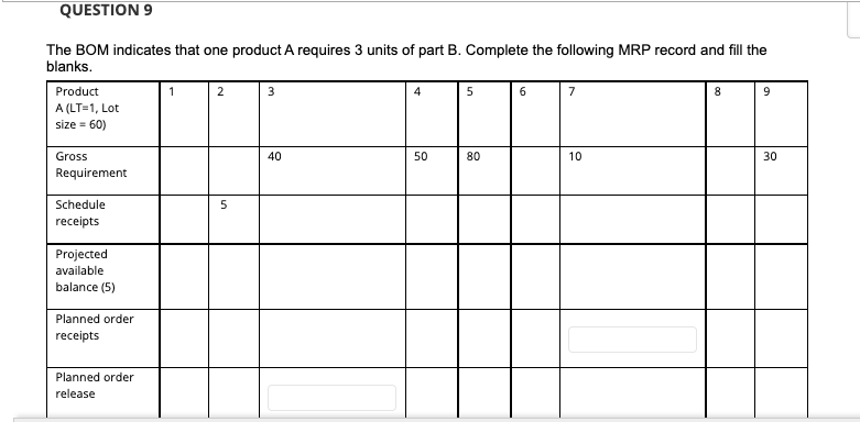 Could you please answer this question # 9 with