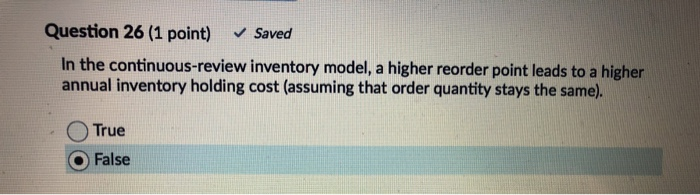 Question 26 (1 point) Saved In the