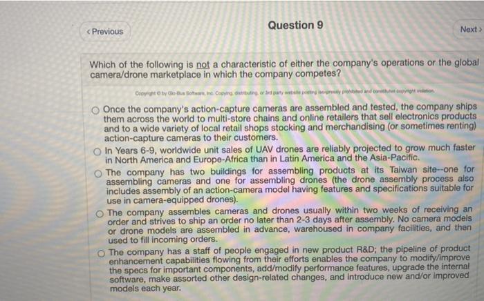 Question 9 < Previous Next  style=