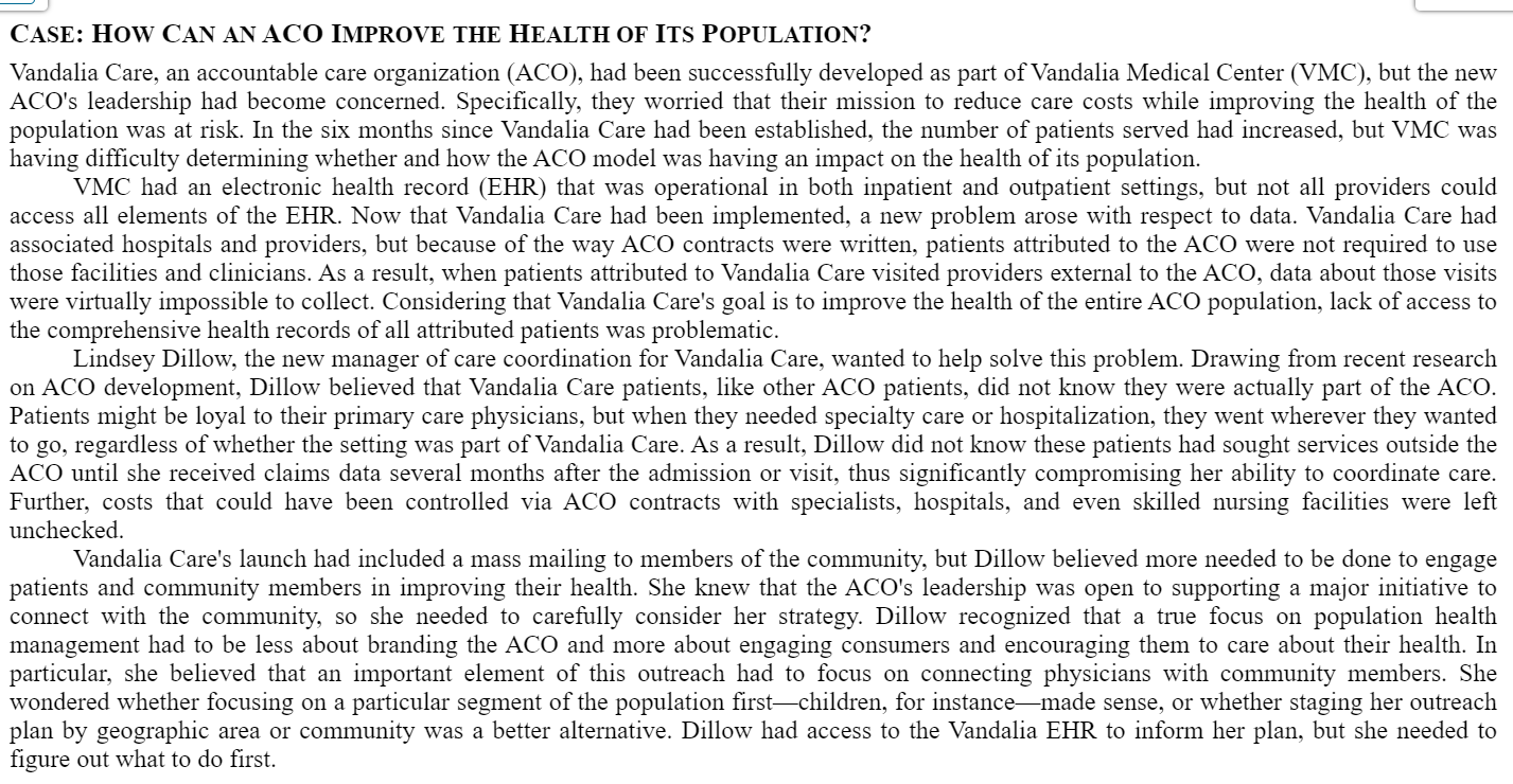 II. How can an ACO Improve the Health of Its