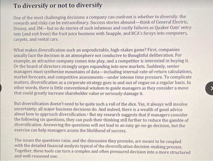 In the article "To Diversify or Not to Diversify"
