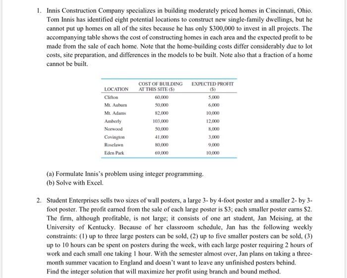 1. Innis Construction Company specializes in