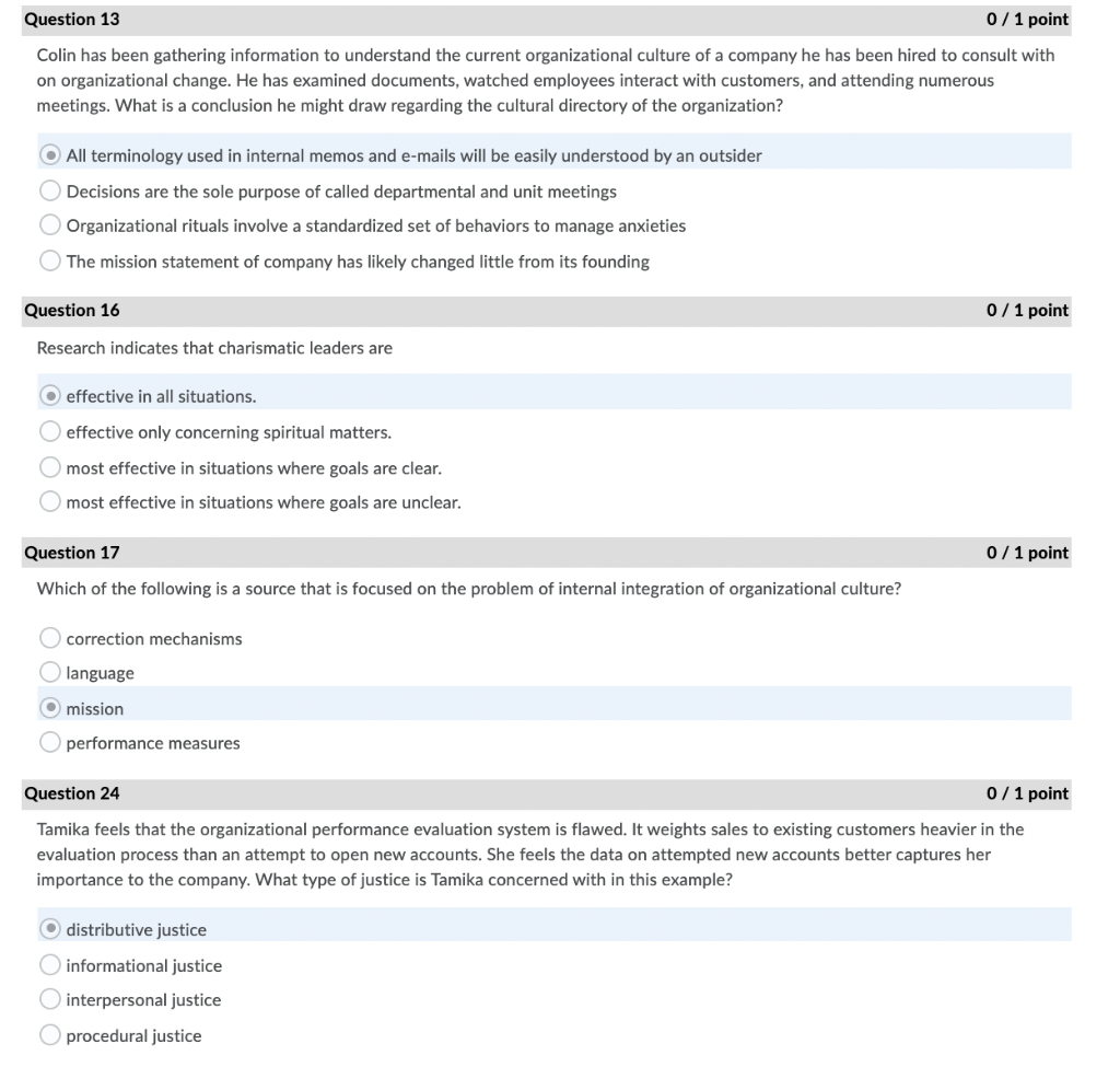 Question 13 0 / 1 point Colin has been gathering